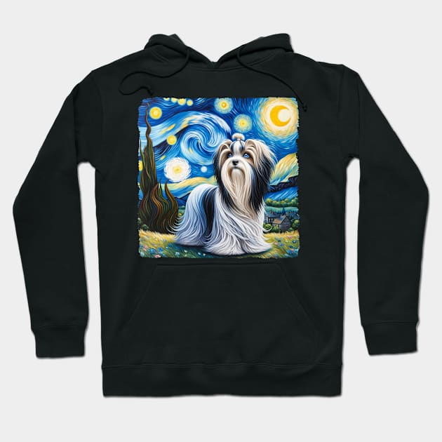 Starry Havanese Dog Portrait - Pet Portrait Hoodie by starry_night